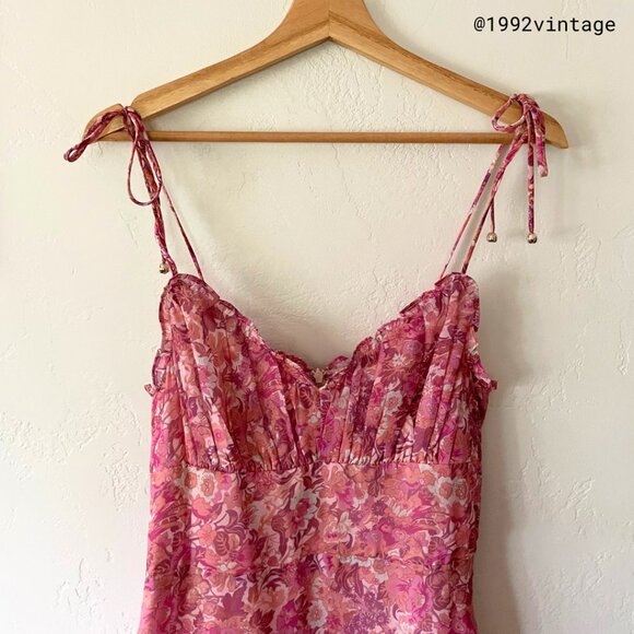 NWT SWEETPOT Marian Midi Dress Pink Floral Chiffon | Size 4 - Picture 3 of 7